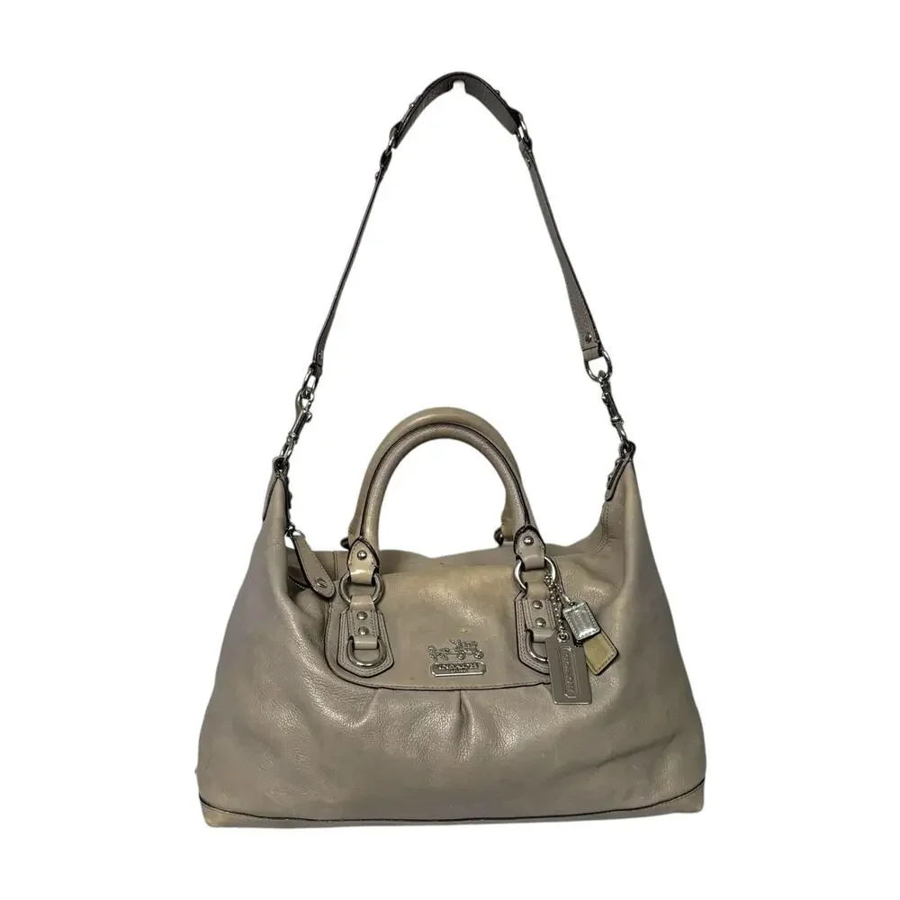 Coach Madison Sabrina Satchel Bag Gray Leather Handbag Purse Strap Large 12949